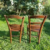 bistro chairs with pattern on the seat
