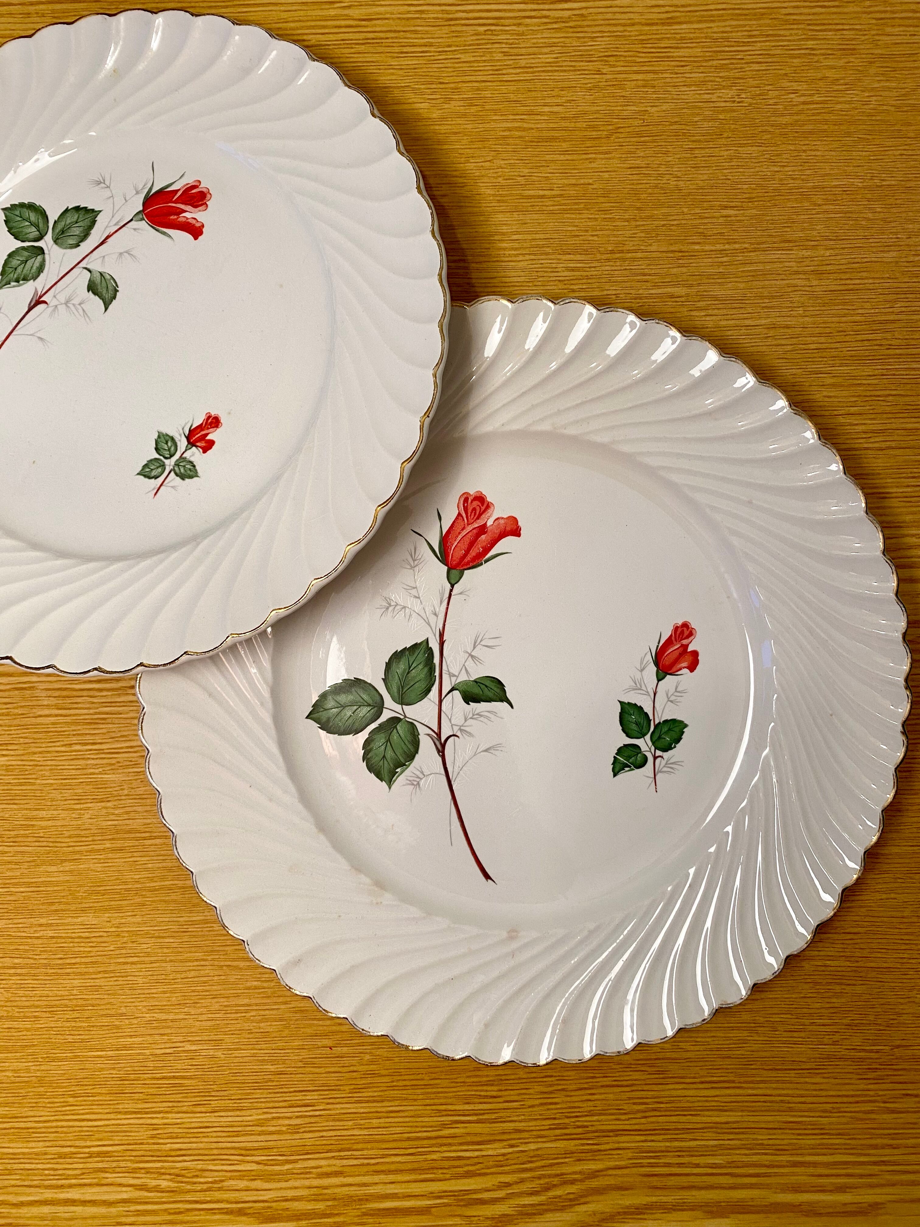 Luneville with Roses serving dishes set