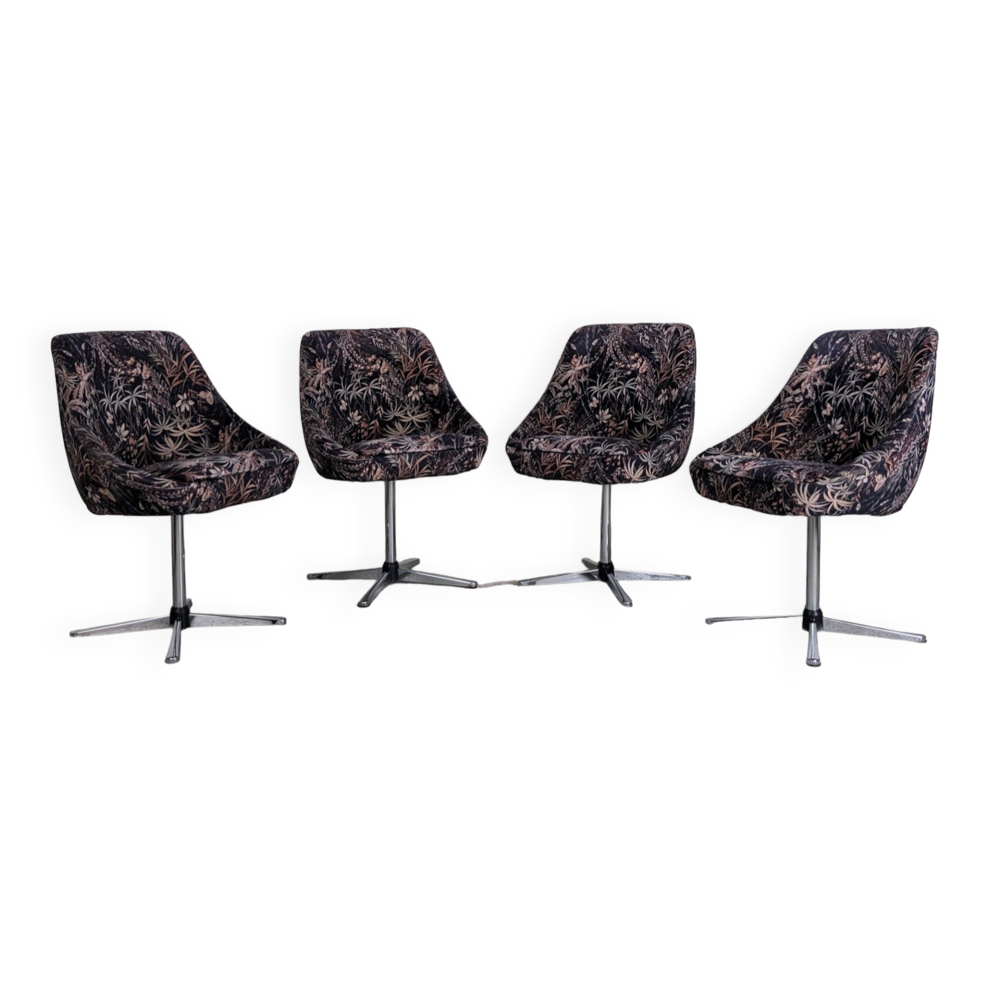 Set of 4 vintage swivel shell chairs - 1970s