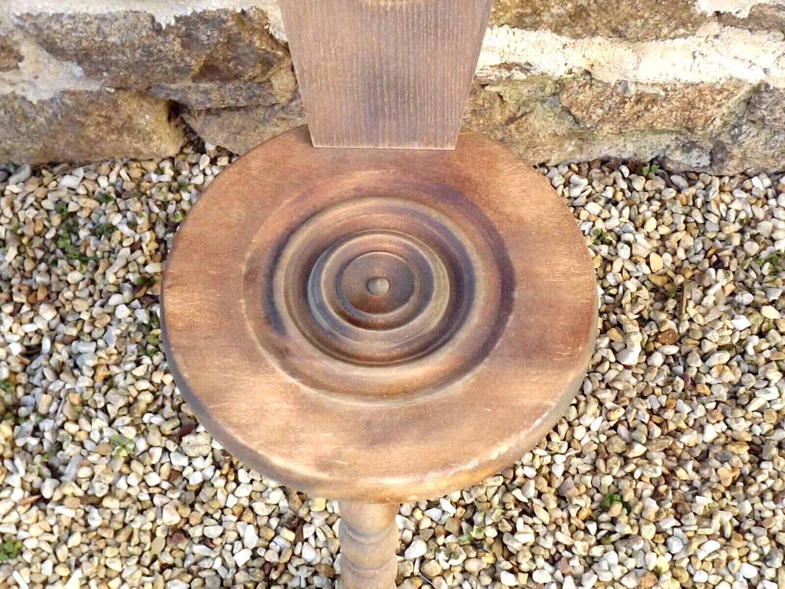 Vintage French Handcrafted Wooden Child's Stool with Added Back