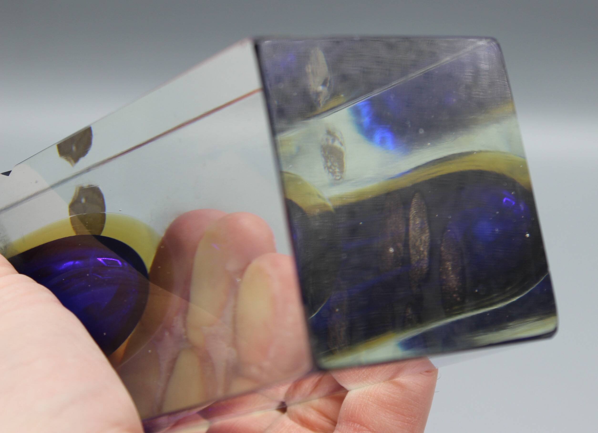 Large vintage sommerso vase murano glass flavio polished seguso italy 1970