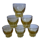 Lot de 6 verres à liqueur en verre jaune années 70