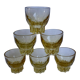 Set of 6 yellow glass shot glasses in 70s