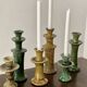 Tamegroute candlestick candlestick ocher yellow enamelled ceramic M H25cm