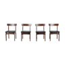 Set de 4 chaises en teck et similicuir milieu du siècle