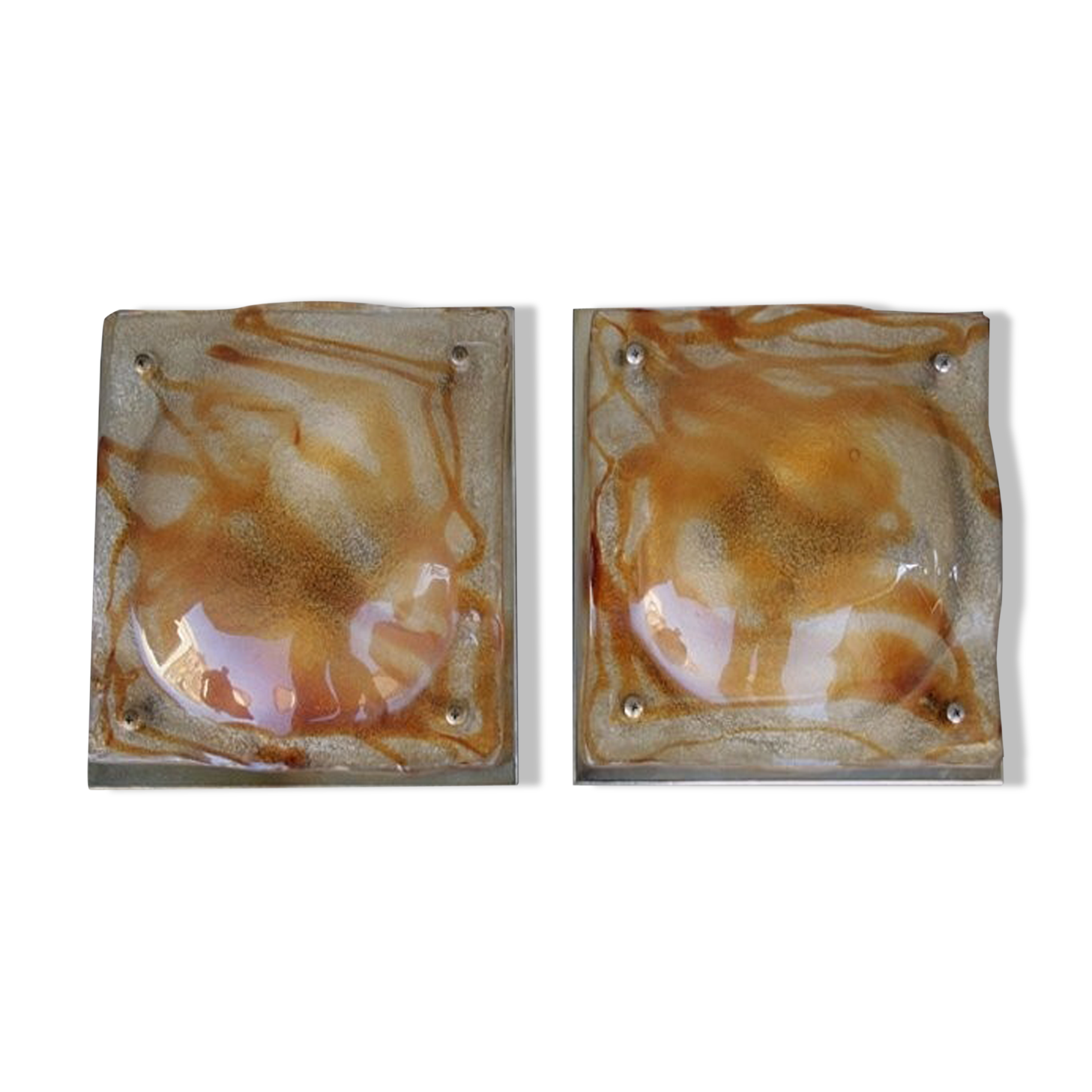 Pair of sconces 1970 design molded glass