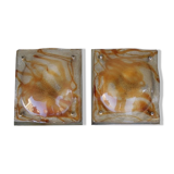 Pair of sconces 1970 design molded glass
