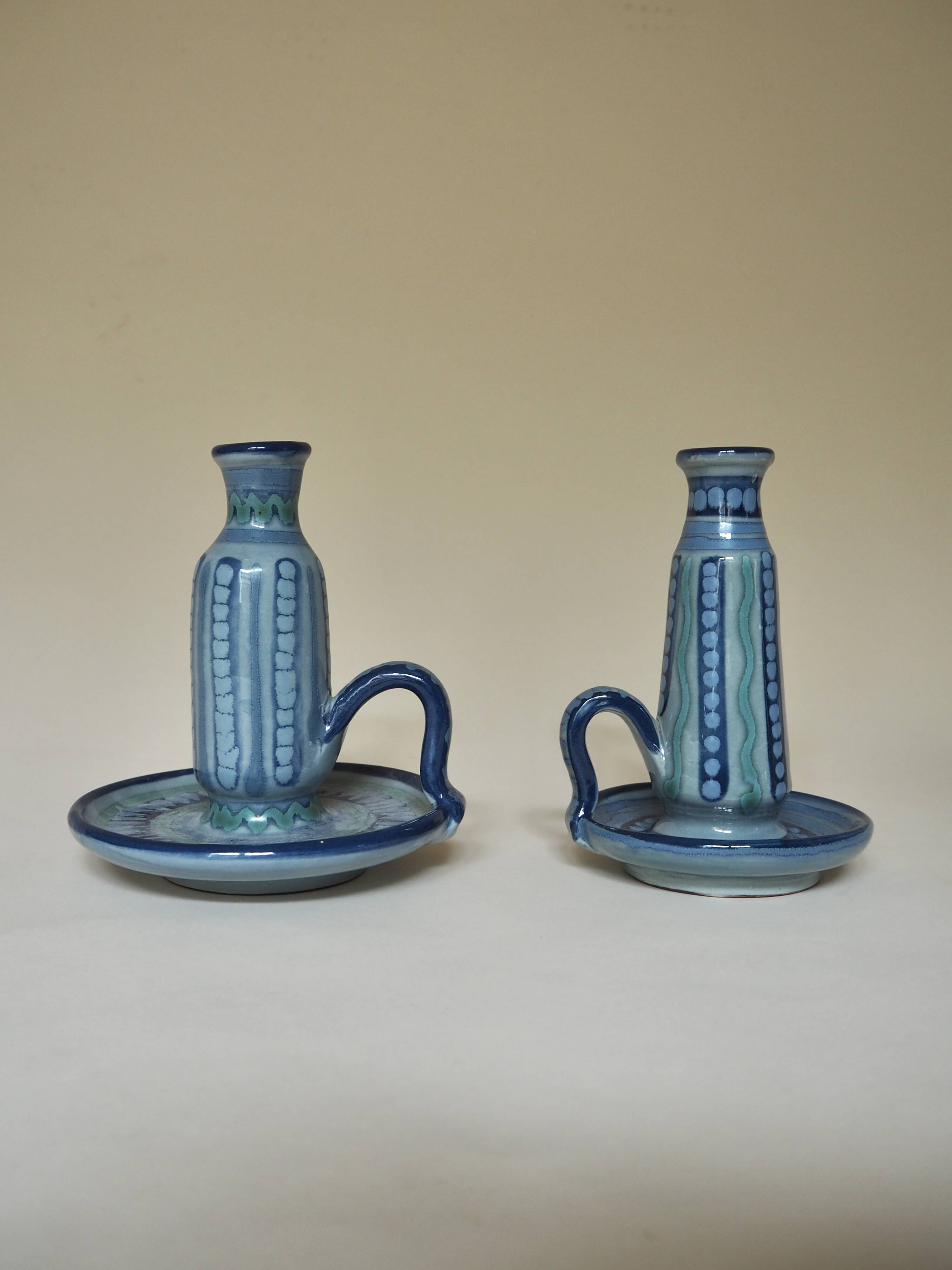 Pair of glazed ceramic candle holders Vilà Clara