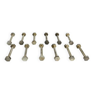 12 art deco silver metal knife holders