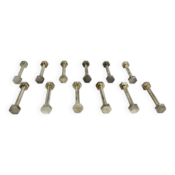 12 art deco silver metal knife holders