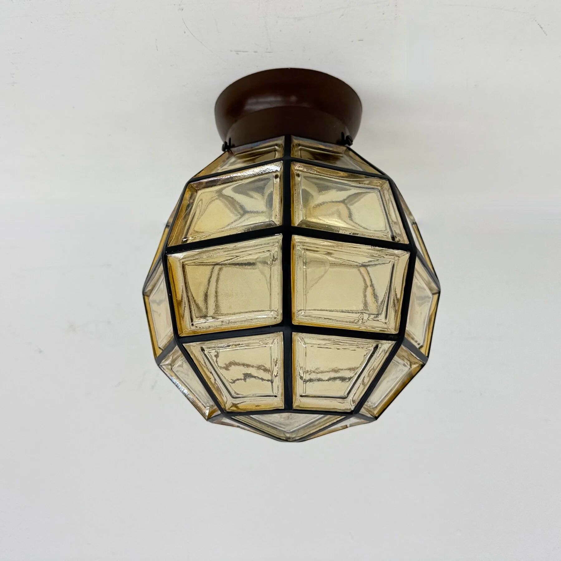 1 of 2 Limburg Glashütte glass ceiling lamp flush mount, 1970s