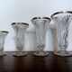 Set of 4 antique crystal vases with silver-coloured necks - Hollywood Regency