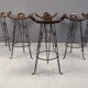 Ensemble de 6 tabourets de bar brutalistes, en fer forgé, années 1960.