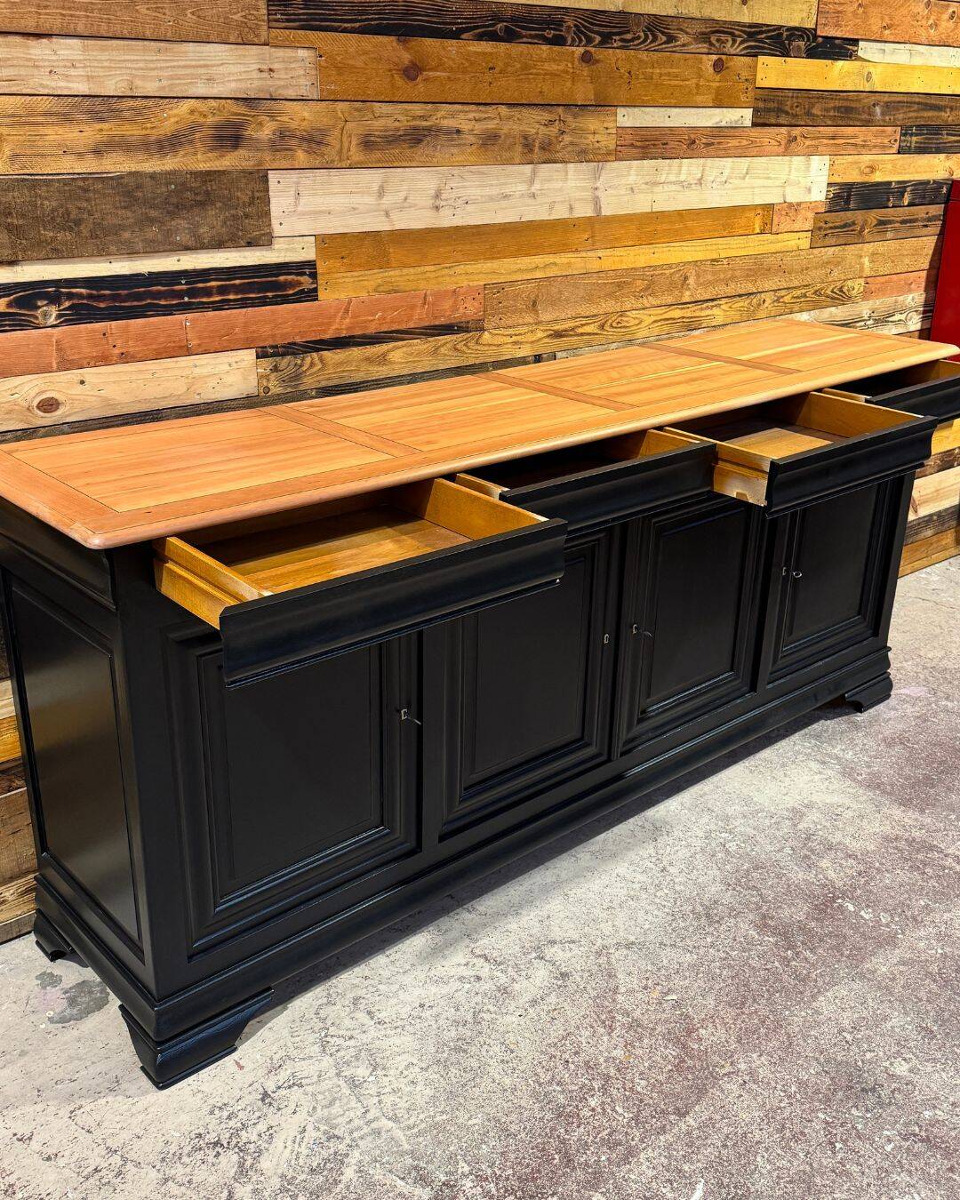 Enfilade with 4 doors in solid cherry wood - Louis-Philippe style