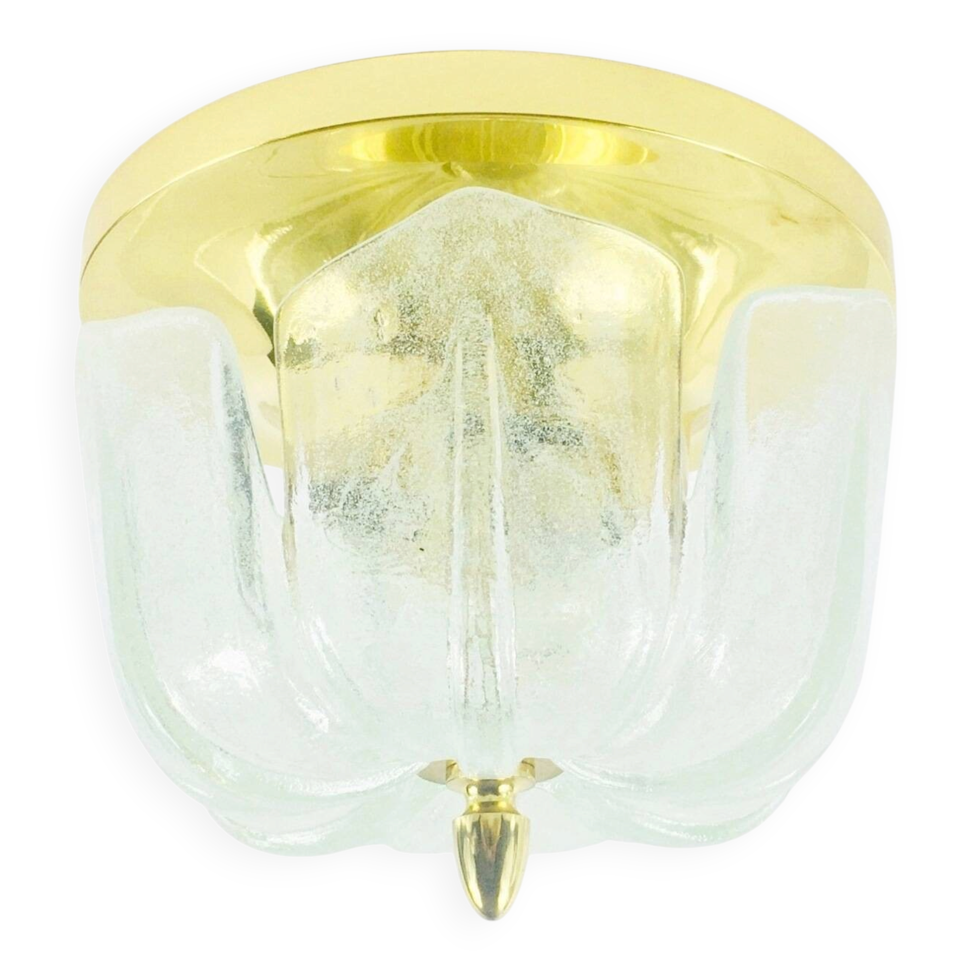 Lustre en verre et laiton floral large du milieu du siècle - Limburg, années 1960/1970