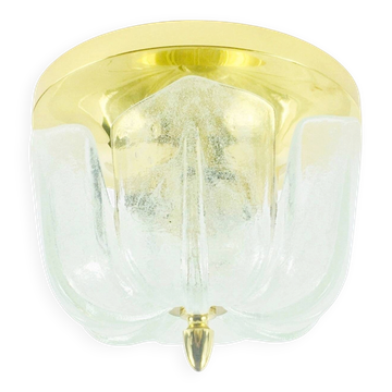 Lustre en verre et laiton floral large du milieu du siècle - Limburg, années 1960/1970