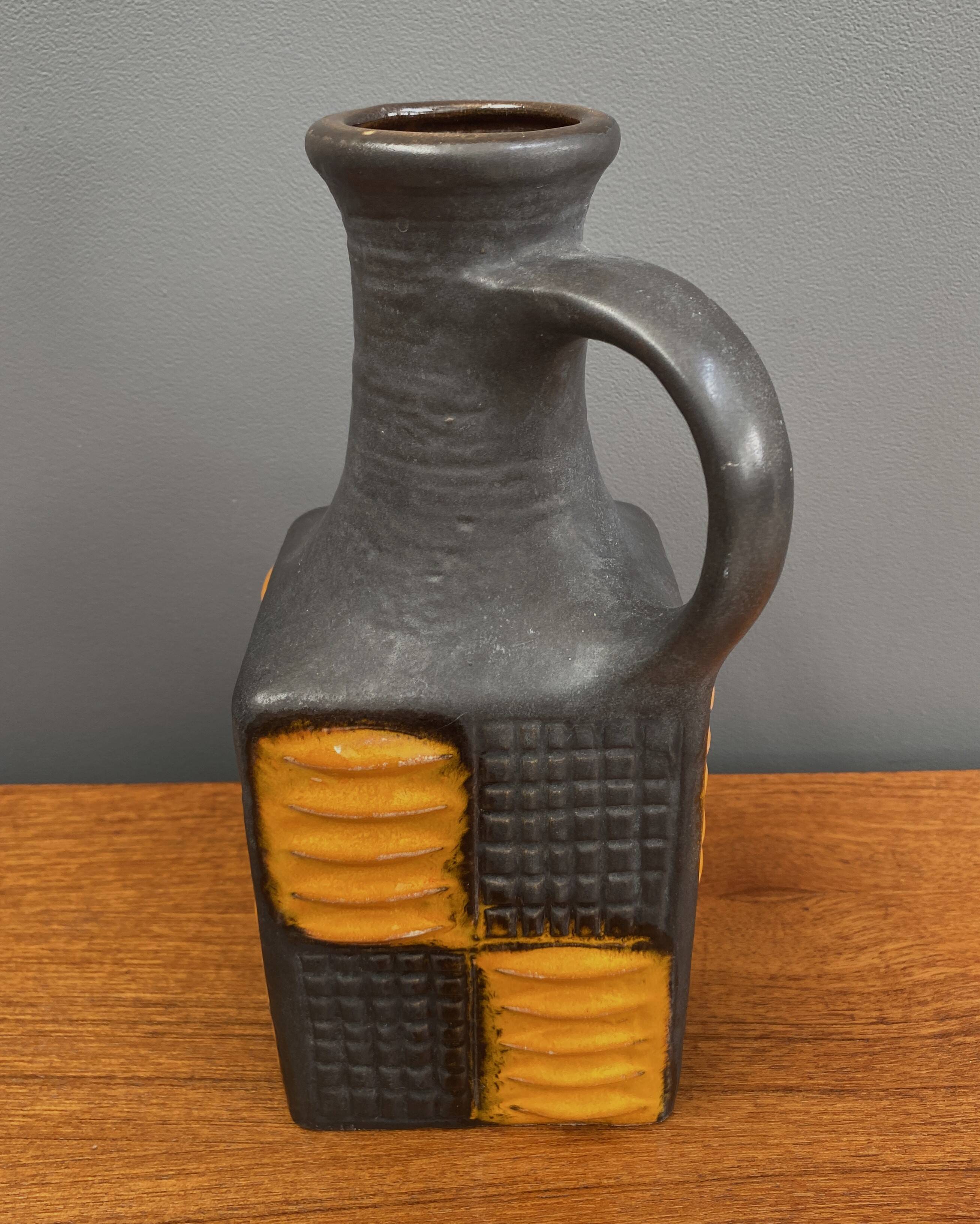Brown and orange vase by Carstens model 7444-25  West Germany Pottery