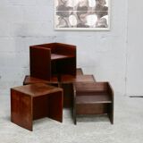 Set of 6 reversible bedside tables, 3 positions. Circa 1950