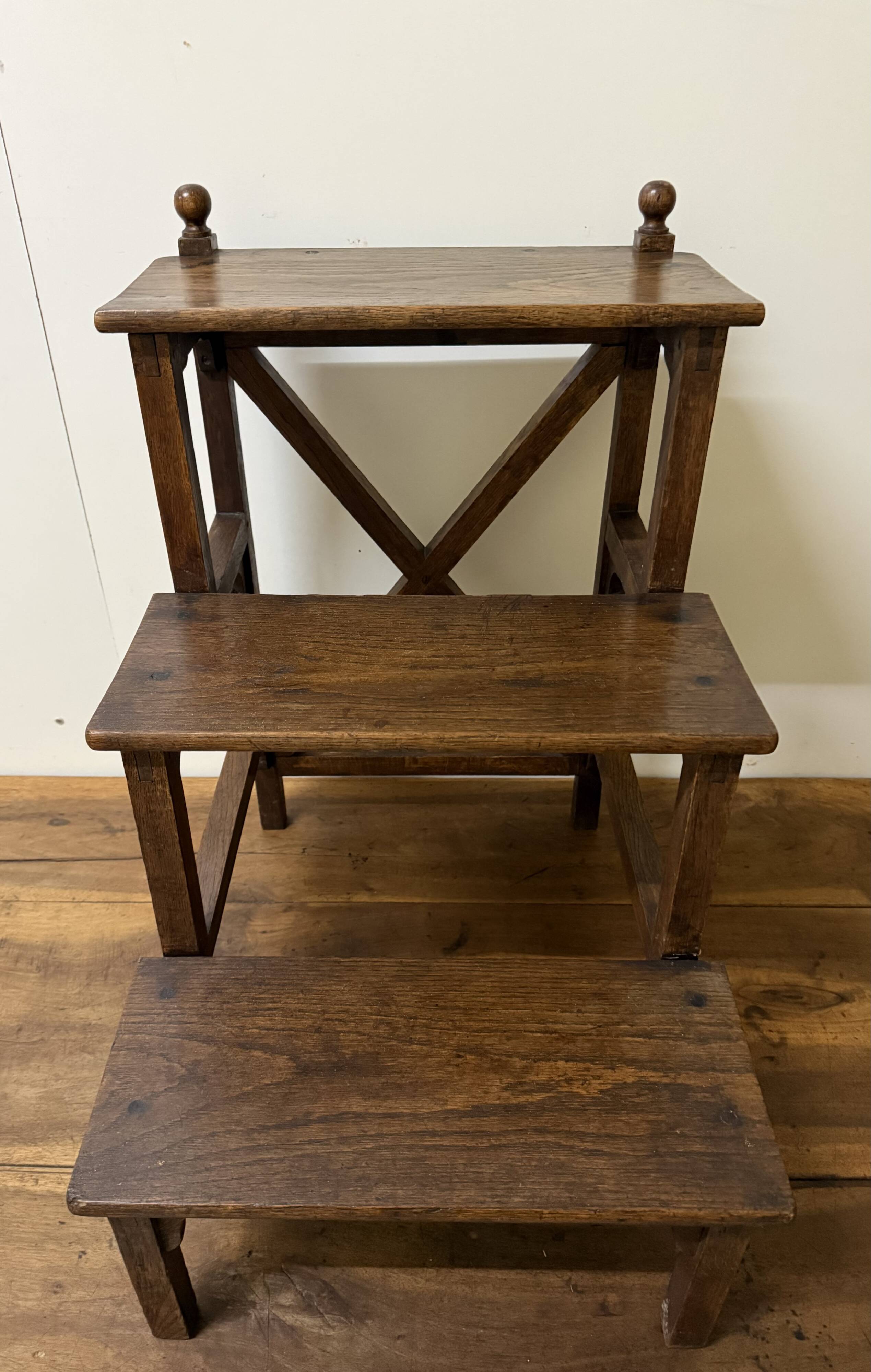 Library step ladder in oak