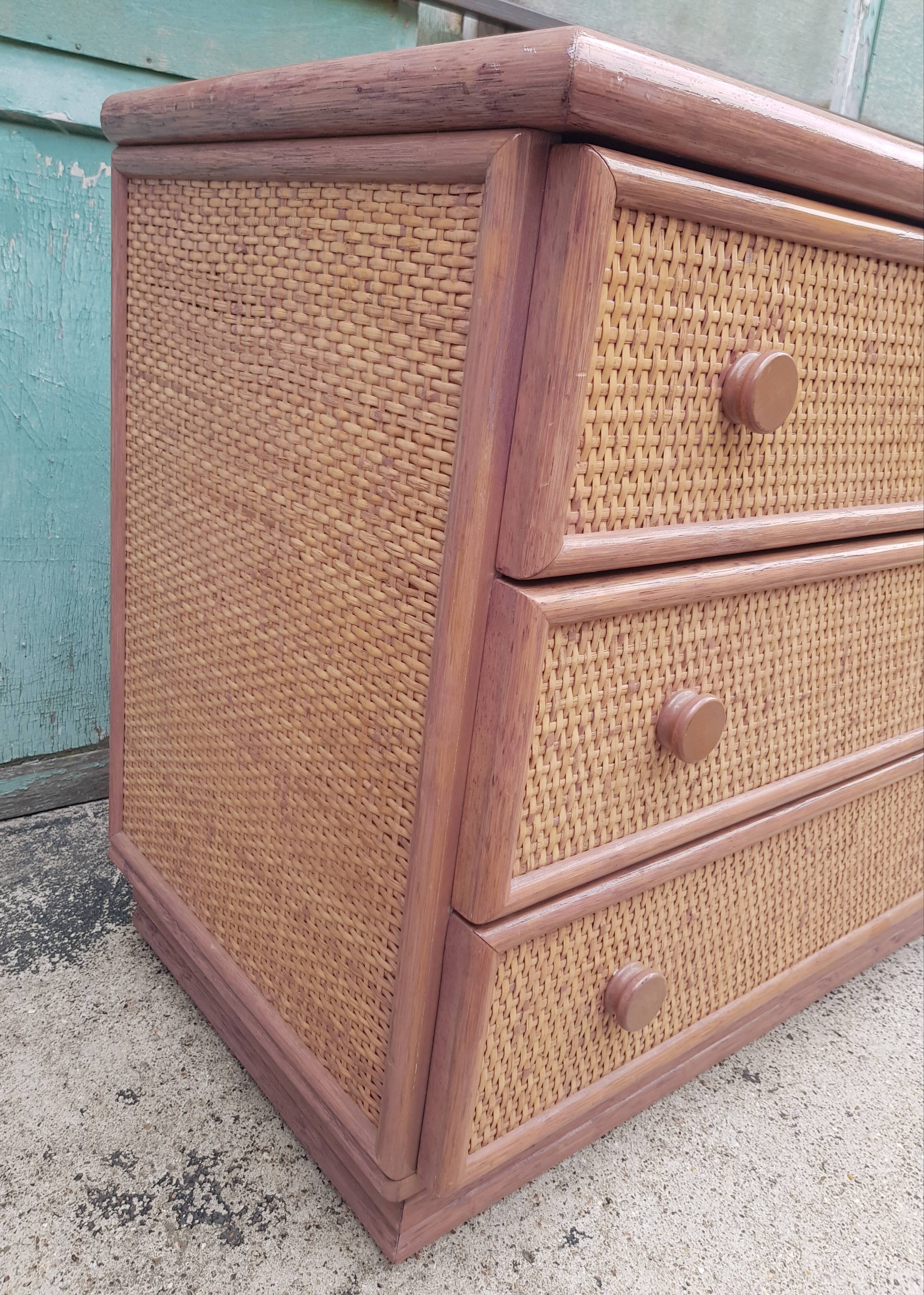 Commode Maugrion en rotin années 1980