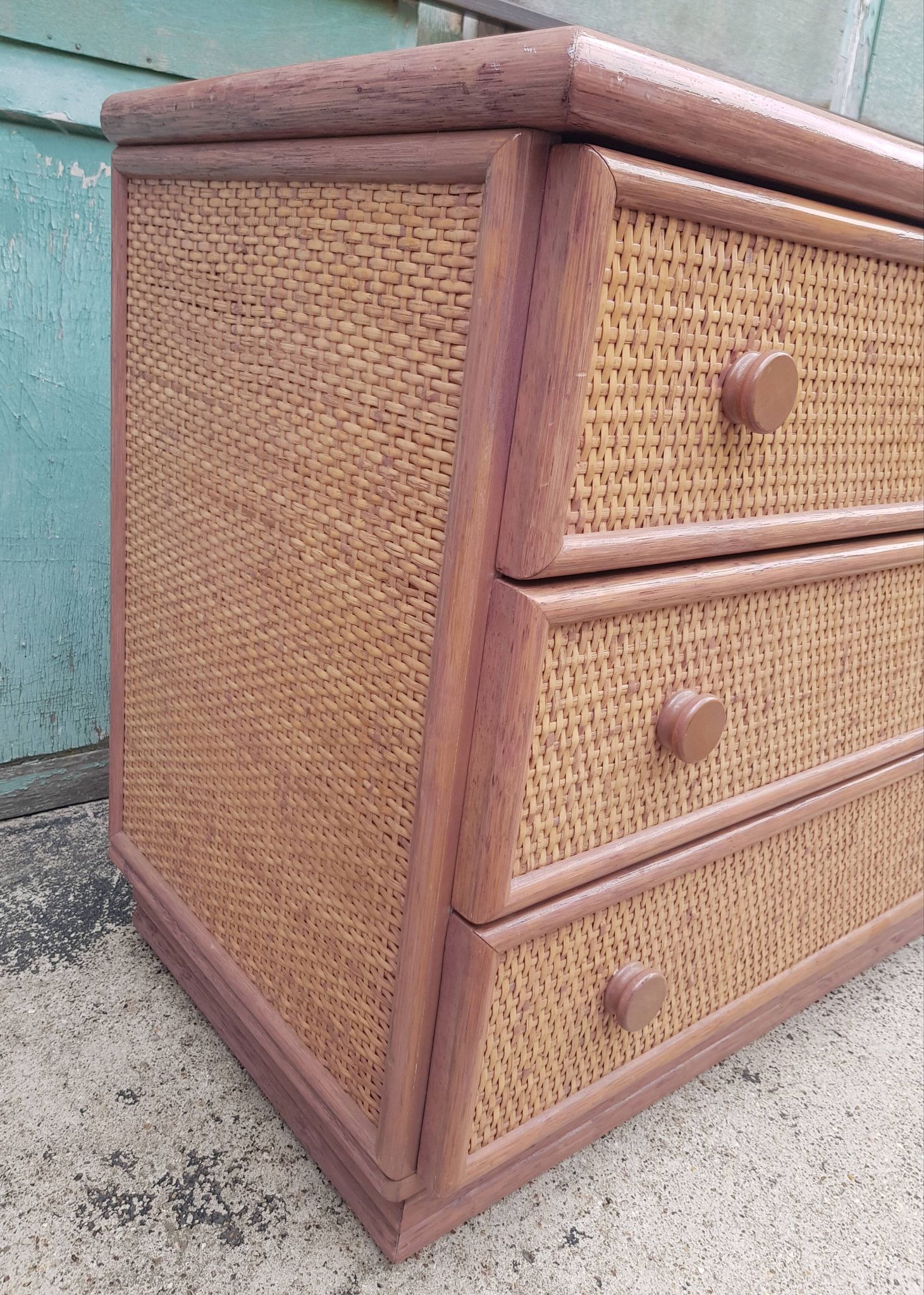 Chest of drawers Maugrion Rattan prestige 1980s