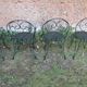 Antique wrought iron garden furniture set 1 table 2 armchairs 2 wagon green chairs