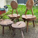 Brutalist stool and chair set