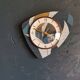 Vintage silent wall pendulum clock from the 60s asymmetrical "Striped blue white ocher"