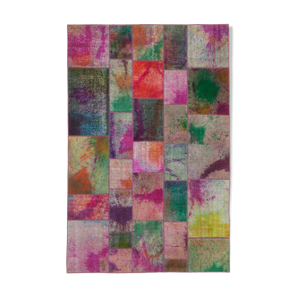 Tapis anatolien surteint fait à la main 198 cm x 302 cm tapis patchwork multicolore