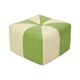 Vintage Square Pouf Skai Faux Leather Green Cream 43cm