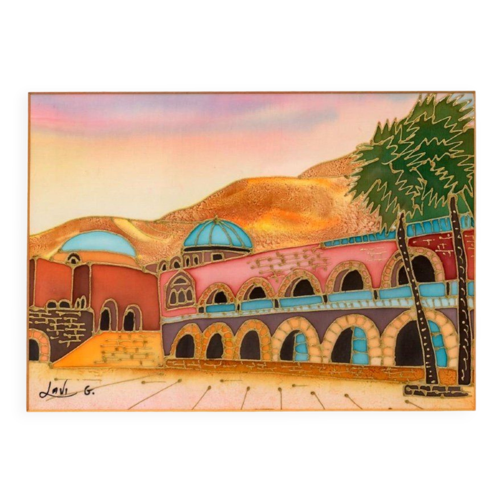 Orientalist painting Lavi Group Israel – Desert Oasis - epoch: XXth Century