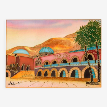 Tableau Orientaliste Lavi Group Israel – Oasis Désert - époque : XXème Siècle