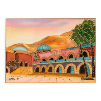 Tableau Orientaliste Lavi Group Israel – Oasis Désert - époque : XXème Siècle