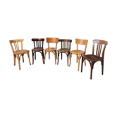 Baumann Stella and Luterma series of 6 mismatched bistro chairs