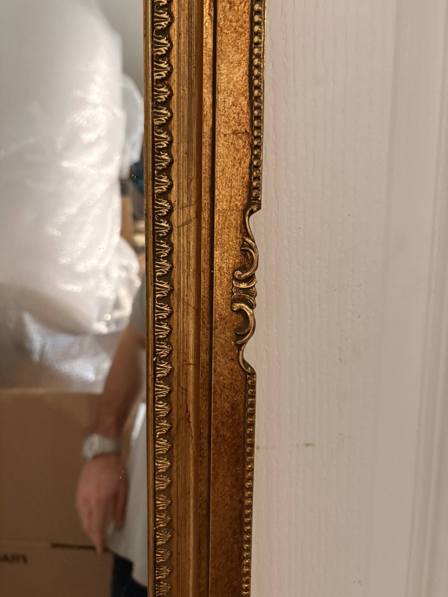 Antique Rectangular Wall Mirror Gold Wood Louis XV XVI Moulding 100x40cm