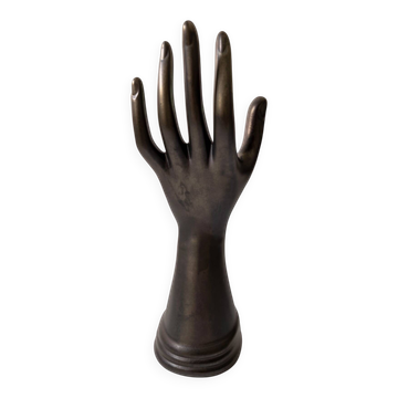 Single flower holder in shiny black ceramic, Vallauri spirit.
