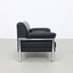 Fauteuil lounge postmoderne en cuir et chrome, années 1980