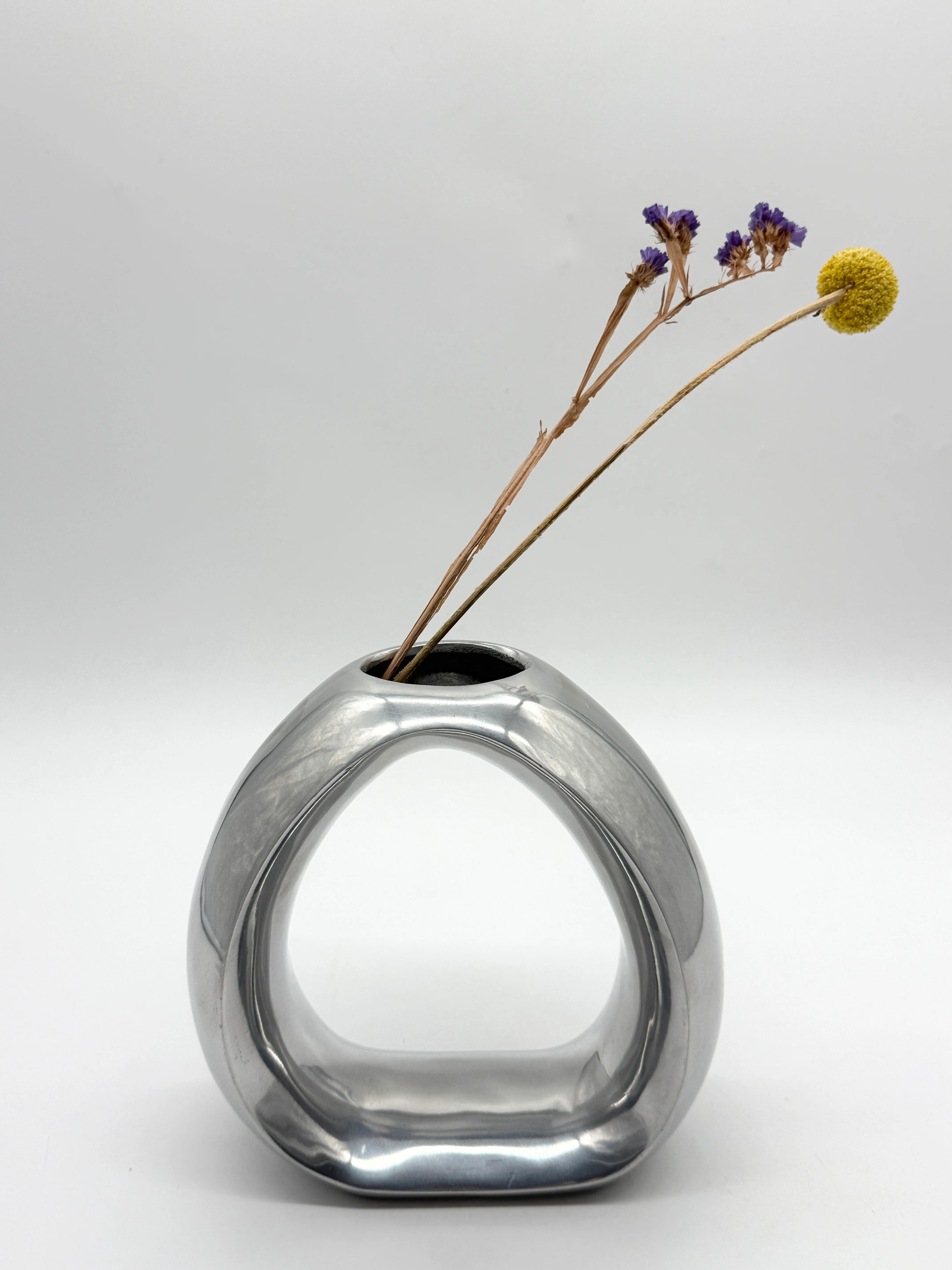 Biomorphic vase in cast aluminium, 1970s