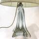 vintage crystal lamp base from the 1960s with a white ribbon shade