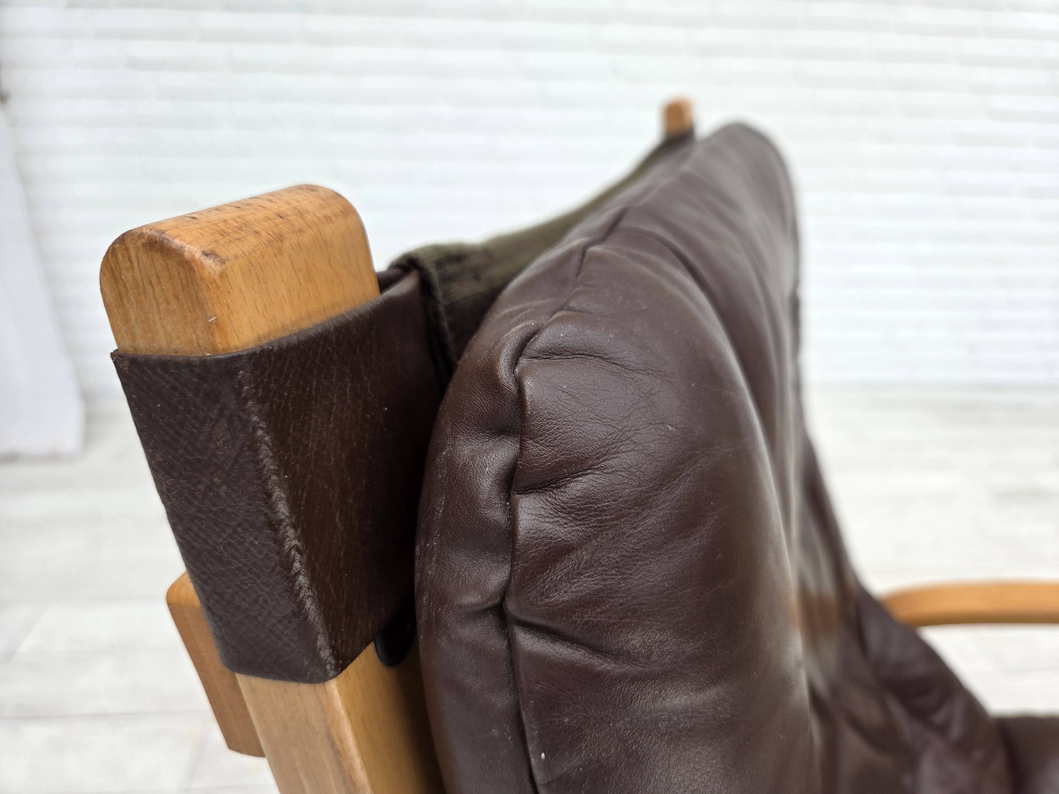 1970s, Danish design by Farstrup, set of 2 armchairs, furniture leather.