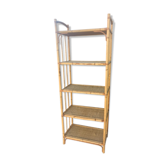 Vintage bamboo and rattan shelf