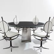 Table by Luigi Saccardo for Maison Jansen brushed steel black glass 1970