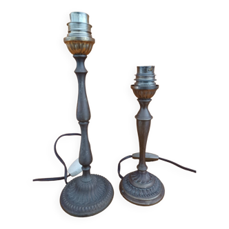 Lot de 2 pieds de lampe en laiton