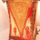 Floor lamp, african art 90s, iron and leather