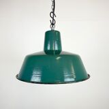 Industrial Green Enamel Pendant Lamp, 1960s