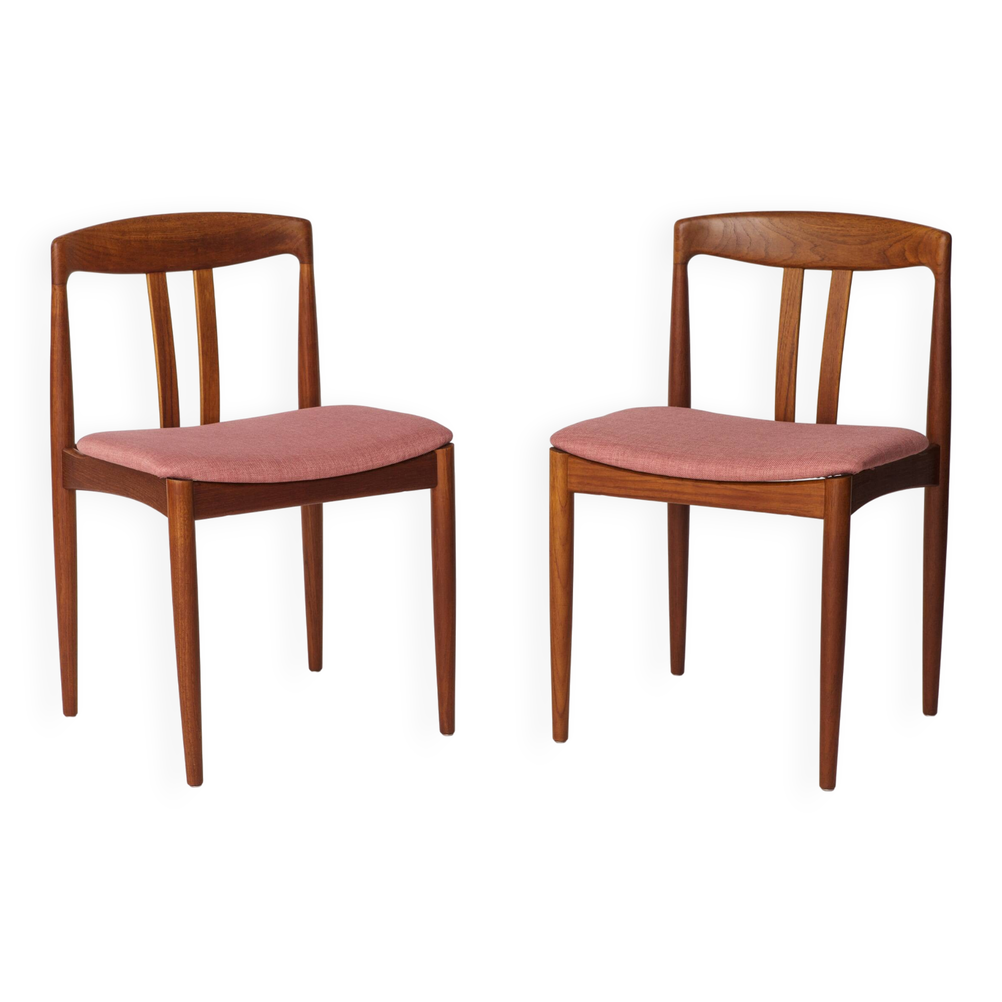 Pair of Bramin Teak Dining Chairs – Denmark 1960s – Pink Upholstery