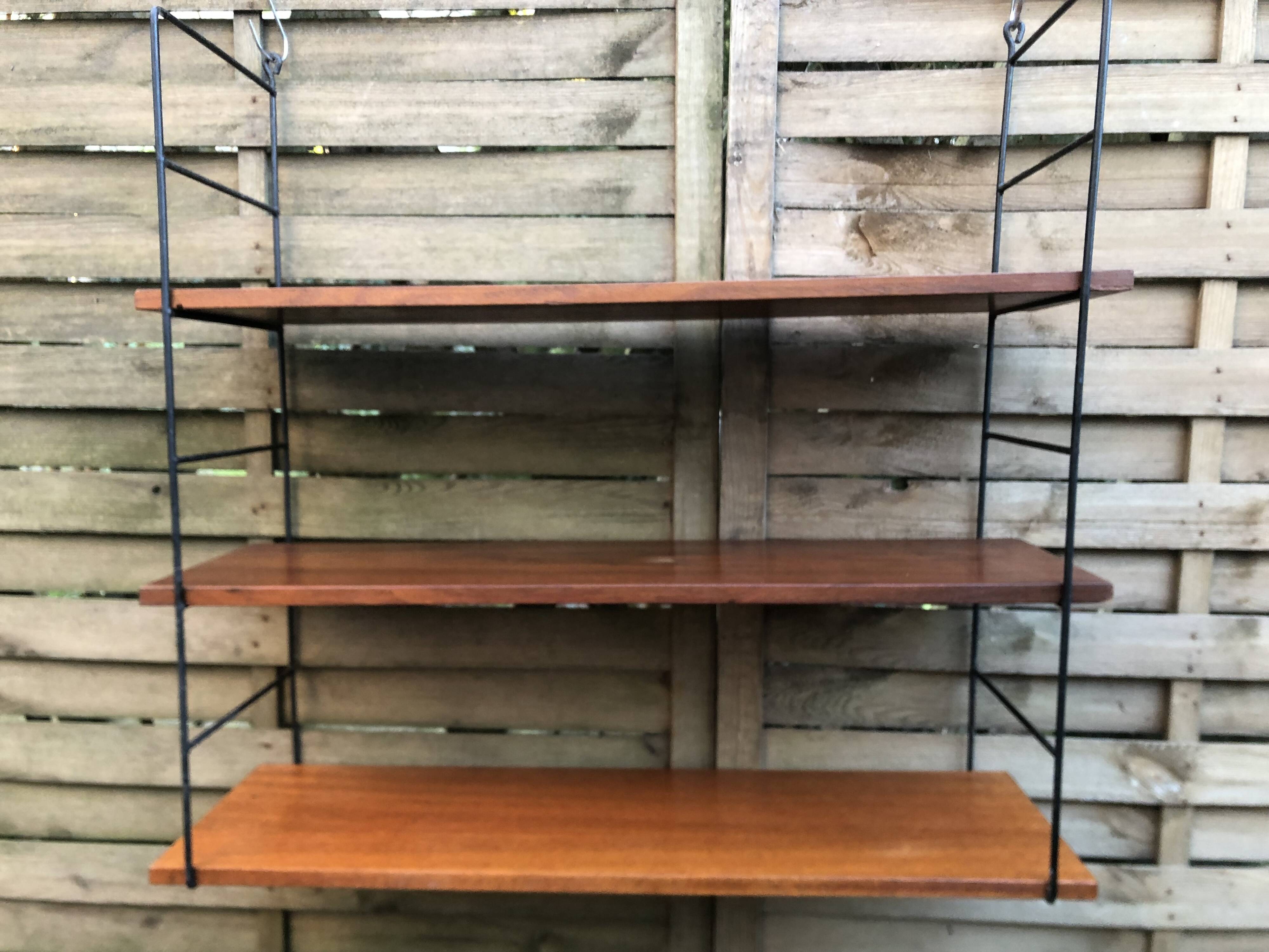 String shelf wood and metal 60s Sweden
