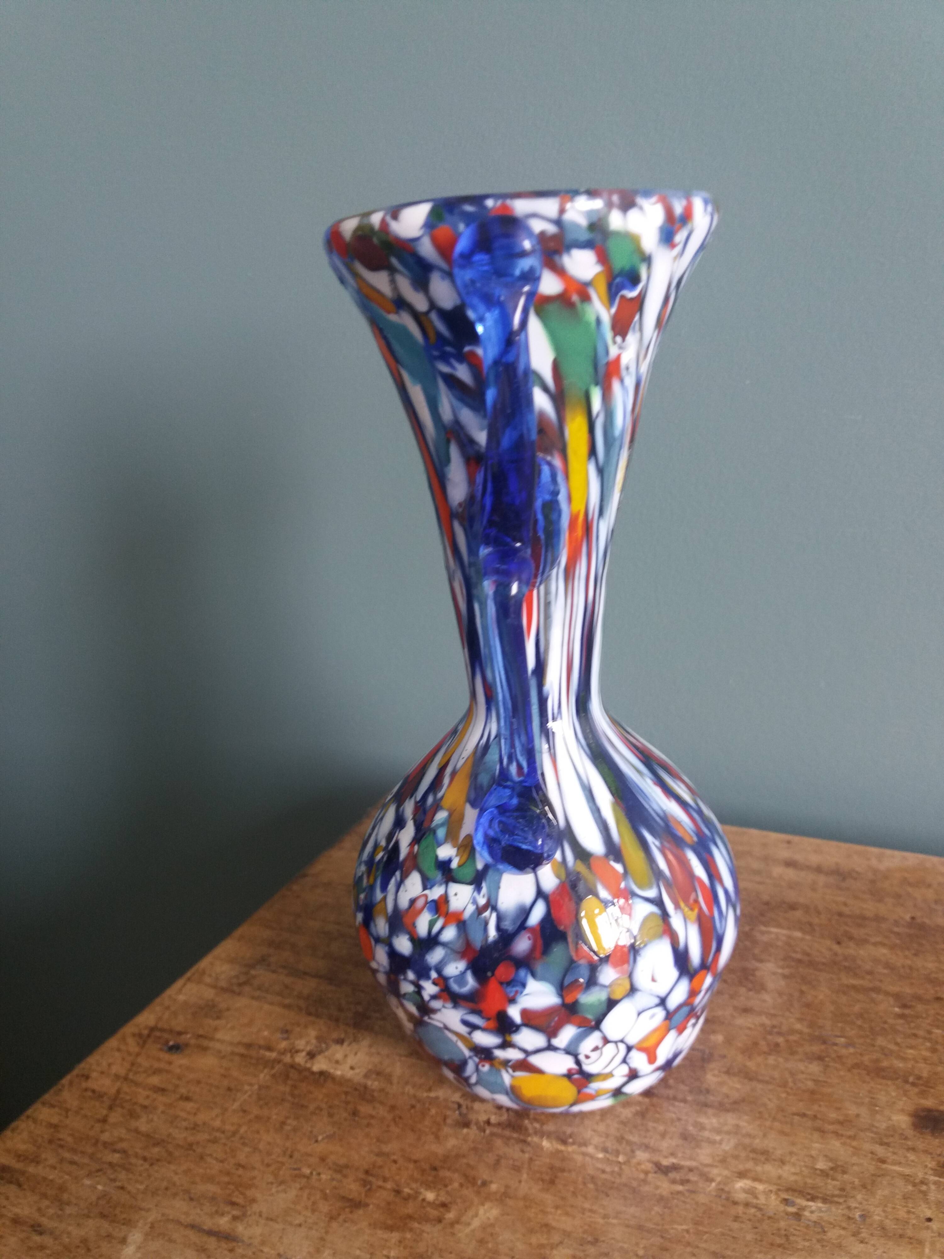 Murano polychrome blown glass vase