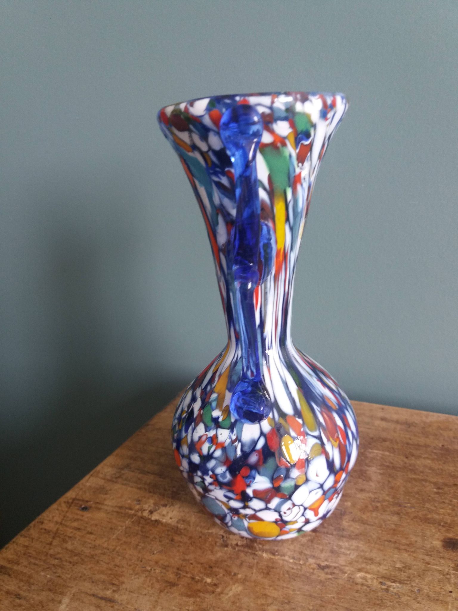 Murano polychrome blown glass vase