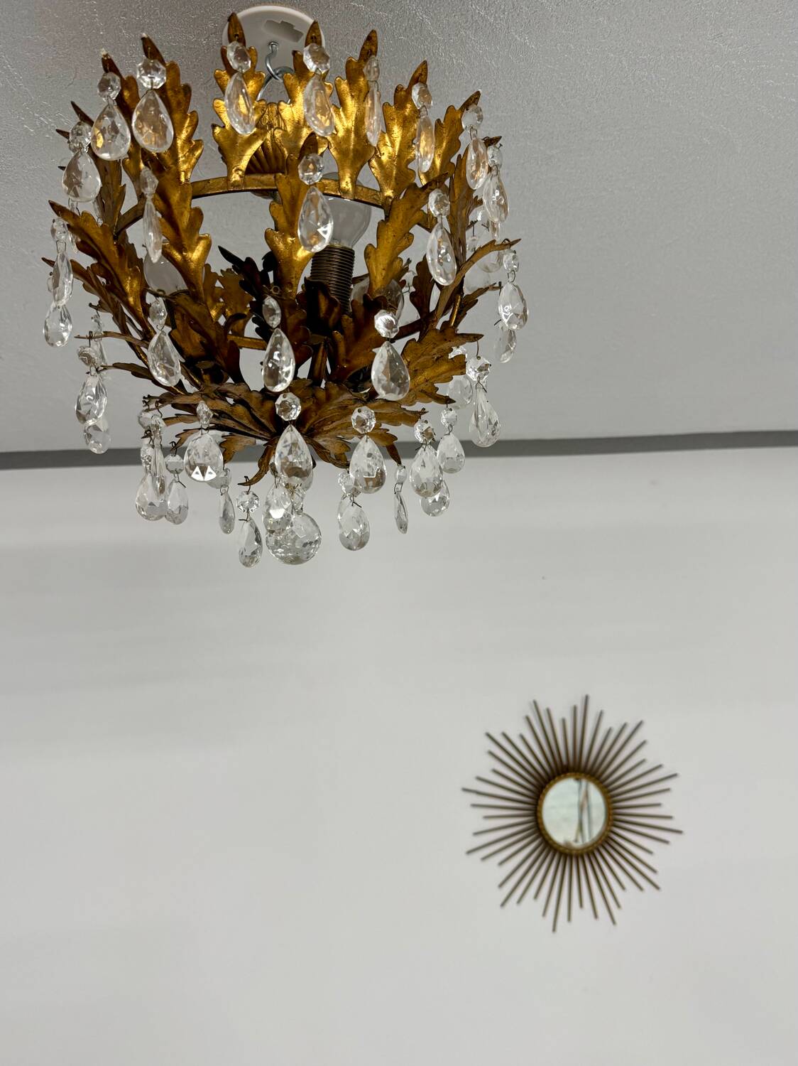 Antique chandelier with brass tassels, Banci design, Florence, Italy, 1950s